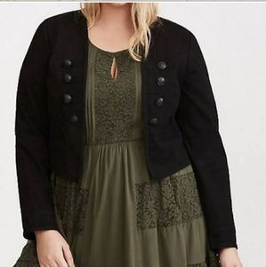 Torrid black twill cropped military jacket